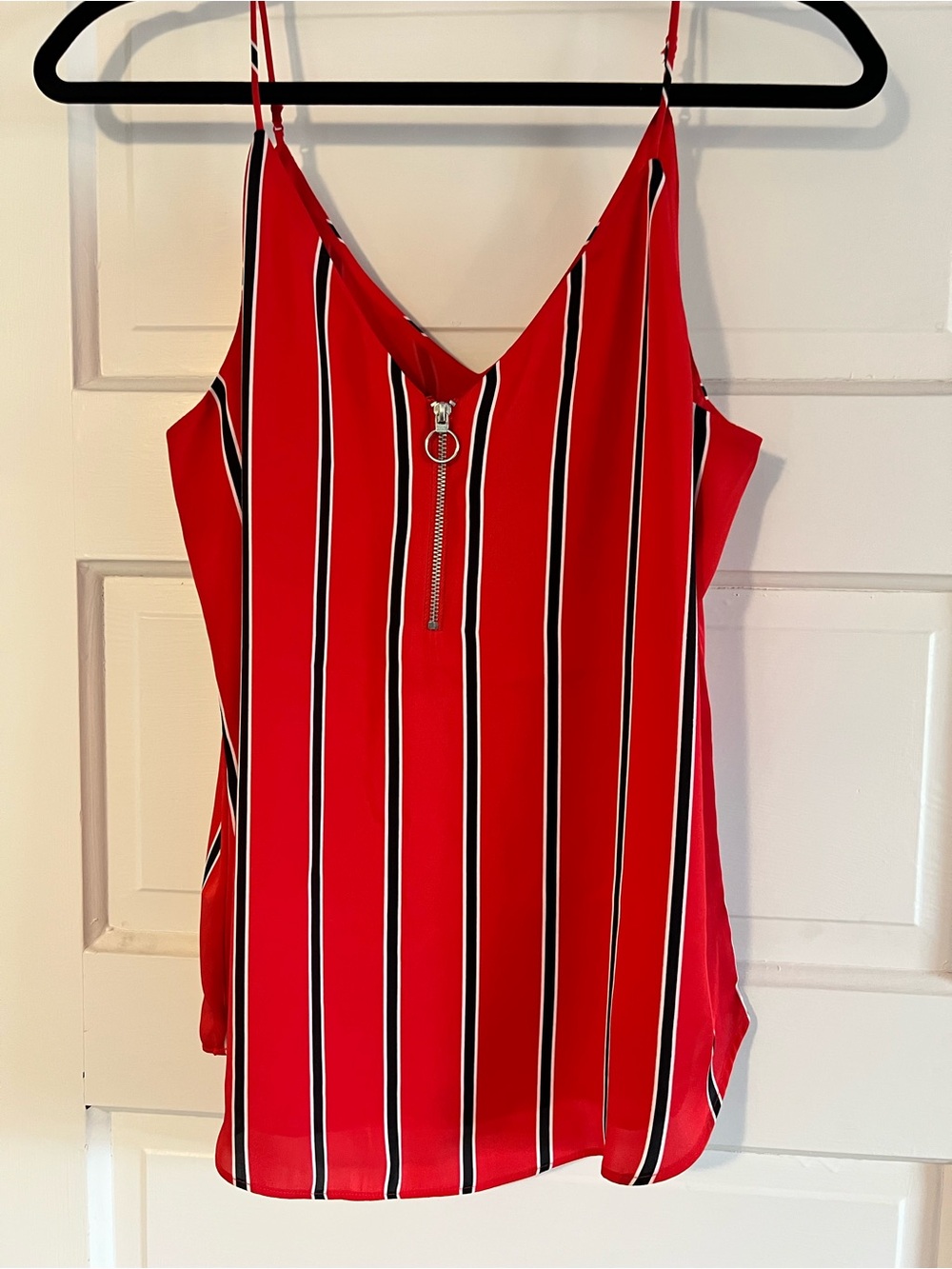 Express Red Vertical-Stripe Zip-Front Cami Size Medium